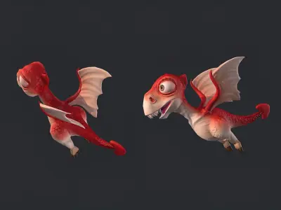 Red Dino Low-poly 3D model