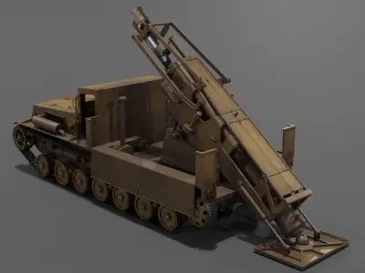 Type 4 Ha To Self-Propelled Mortar Low-poly 3D model