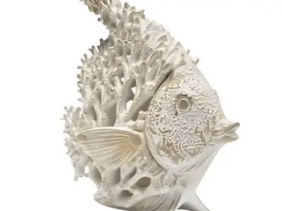 Coral Fish Sculpture 3D Ocean-Inspired Art Natural Texture Low-poly 3D model