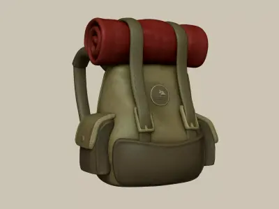 Camping Adventurer Backpack - Character Costume Low-poly 3D model