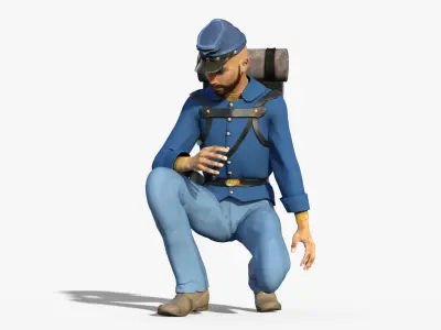 American Civil War Union Officer - Billy Yankee Rigged Low-poly 3D model
