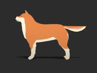 Shiba Dog - NPR Free low-poly 3D model