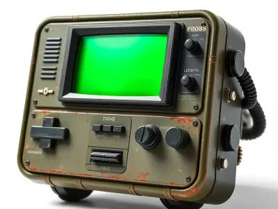 Retro Military Tech Model Pack with Monitor Low-poly 3D model