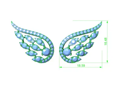 Angel Wings Earrings Diamonds Free 3D print model