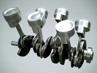 Animated V6 Engine Cylinders 3D model