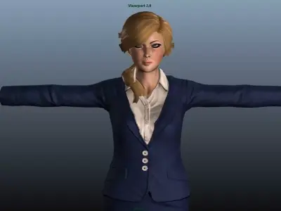 Female Airhostess Low-poly 3D model