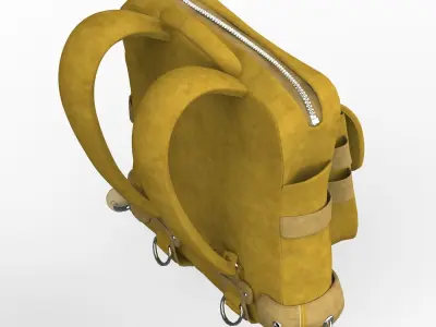 Realistic Bag backpack with metal buckles 3D model