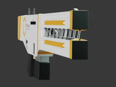 Railgun gun with stripes 3D model
