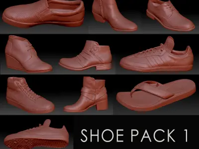Shoe Pack 1 Low-poly 3D model