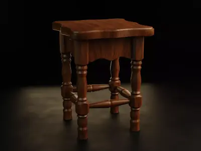 Wooden stool Free 3D model buy