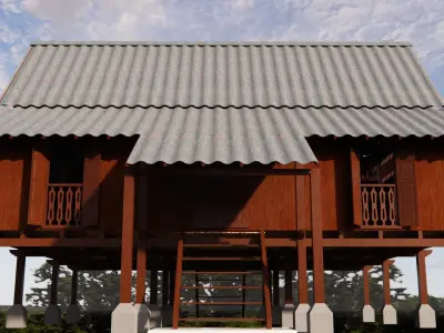 Traditional Malay House Tiang 12 Vernacular Architecture 3D model