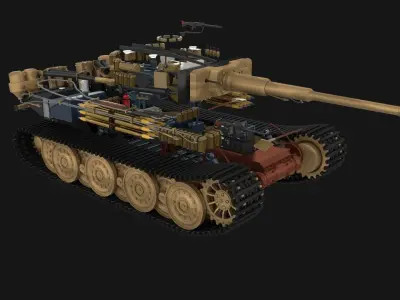 Fully built Panzer Tiger Tank Late 1944 v1 w interior and engine 3D model