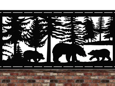 Bear-Trees-24x48-cm - dxf file - laser cut - plasma cut 3D model