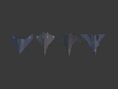 PACK OF 4 MILITARY FIGHTER PLANES Low-poly 3D model