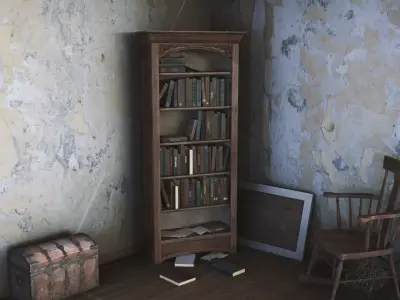 Dusty Old Bookshelf Free low-poly 3D model