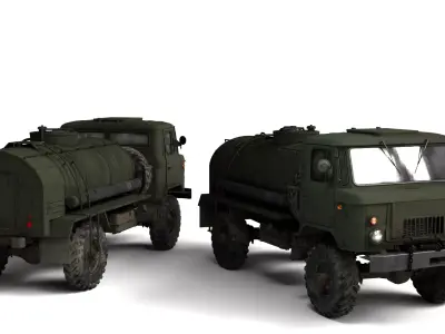 1966 Gaz 66A 2 Rigged Soviet Military Truck 3D Model  3D model