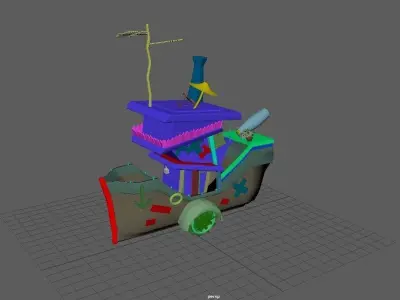 Cartoon Small Pirate Boat Free low-poly 3D model