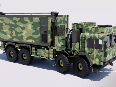 Heavy-Duty Military Communications Truck 3D model