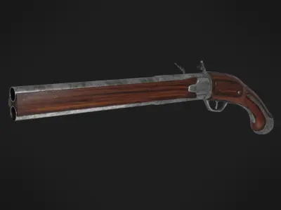 FLINTLOCK WENDER PISTOL LATE 17TH EARLY 18TH C Low-poly 3D model