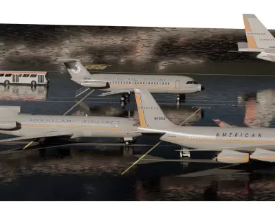 Convair 990   Boeing 707  Boeing 720   Boeing 727 and Bac One-11 3D model