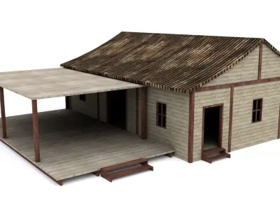 Warehouse wooden house Low-poly 3D model