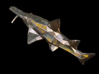Steampunk Sawshark Low-poly 3D model