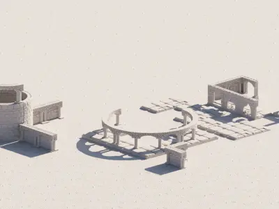 Ruined Historical Buildings Collection 3D model