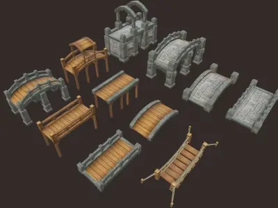 Medieval Bridge Pack 3D model