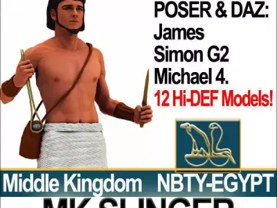 Ancient Egypt Soldier Props Slinger Poser Daz 3D model