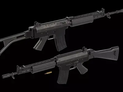 FN FNC selective-fire assault rifle Low-poly 3D model