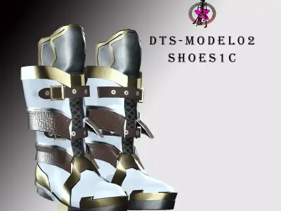 DTS-Model02-Boots1C armored boots - gold Low-poly 3D model