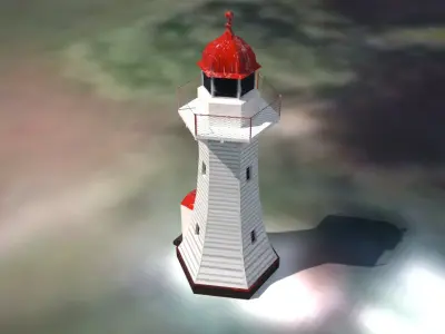 The Old Burnett Heads Lighthouse Low poly 3D model