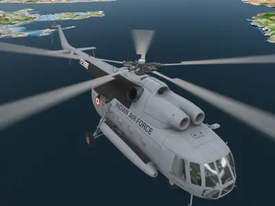 Mi-8T India Air Force Animated Low-poly 3D model