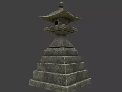 Japanese Stone Lantern 1 Low-poly 3D model