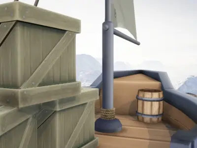 Sailboat Hand-Painted Low-poly 3D model