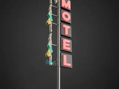 Neon sign Motel in 3 types Free low-poly 3D model