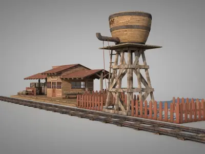 Tucson City Vintage Western Train Station 3D model