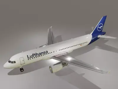 Lufthansa airbus a320-214 low poly 3d model  Low-poly 3D model