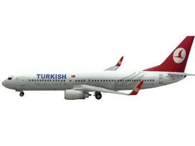 Lowpoly B737-800 3D Model turkish airliner flying Low-poly 3D model