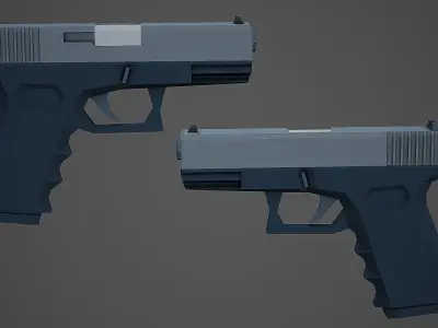 Stylized Glock 19 Low Poly Mobile Ready Low-poly 3D model