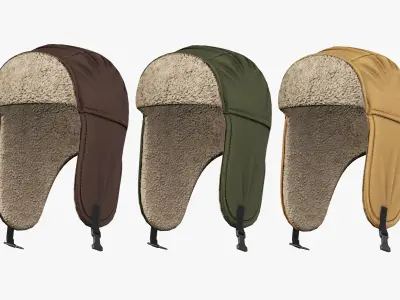 Aviator Hat with Goggles Pack Low-poly 3D model