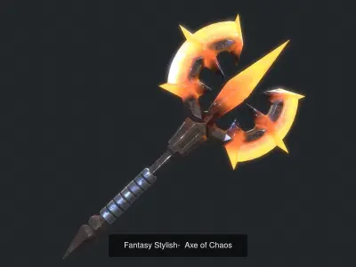 Low poly Fantasy Stylish Axe Bundle 3D Model Collection