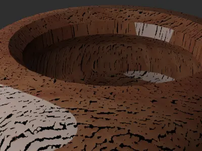 Bowl in ancient style dark wood dirty with oil on surface Low-poly 3D model