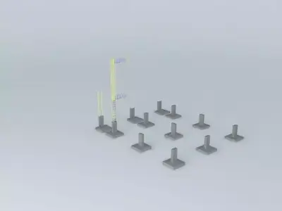 Industrial group of metal poles Free 3D model
