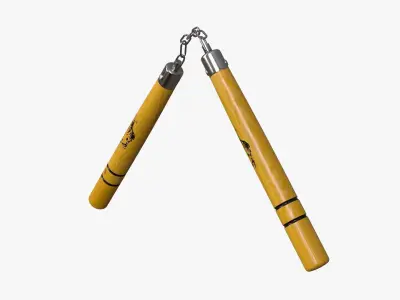 Nunchaku Bruce Lee in wood Low-poly 3D model