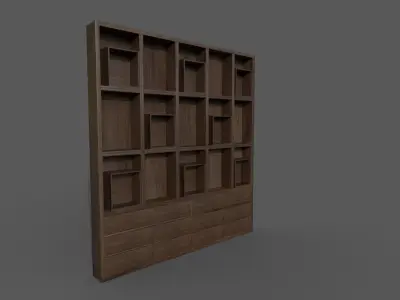 CupBoard bookcase Free low-poly 3D model