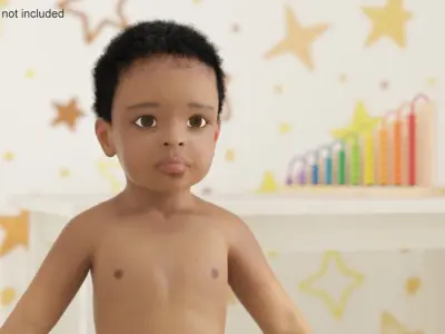 Toddler Black Boy Light Skin Rigged 3D model