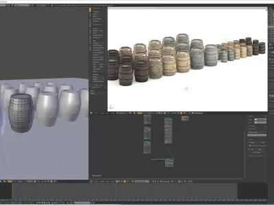 Wood Barrels Pack PBR Low-poly 3D model