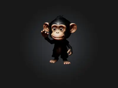 Cartoon Chimpanzee Low-poly 3D model
