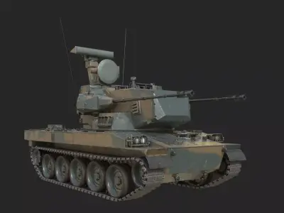 2 coatings of JSDF Type 87 self-propelled anti-aircraft gun Low-poly 3D model